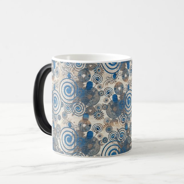 Blue Twirl Mönster Magisk Mugg (Framsida vänster)