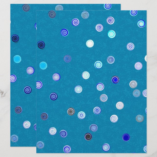 Blue Twisty Polka Dot Spiral 2-Sided Scrap Paper (Fram/baksida)