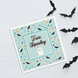 Blue Two Spooky Cute Ghost Halloween Birthday Pappersservett