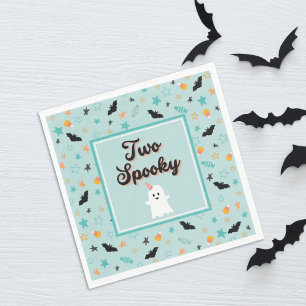 Blue Two Spooky Cute Ghost Halloween Birthday Pappersservett