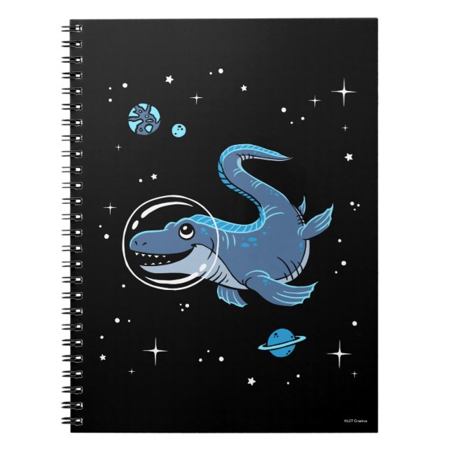 Blue Tylosaurus Dinos in Space Anteckningsbok (Framsidan)