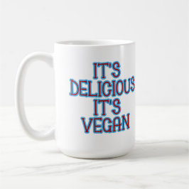 Blue Typography Det är Delicious it's Vegan Kaffemugg