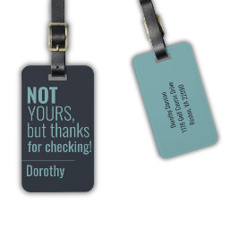 Blue Typography Funny Bag Namn Adress Bagagebricka