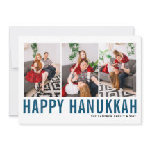 Blue Typography Photo Collage Lycklig Hanukkah