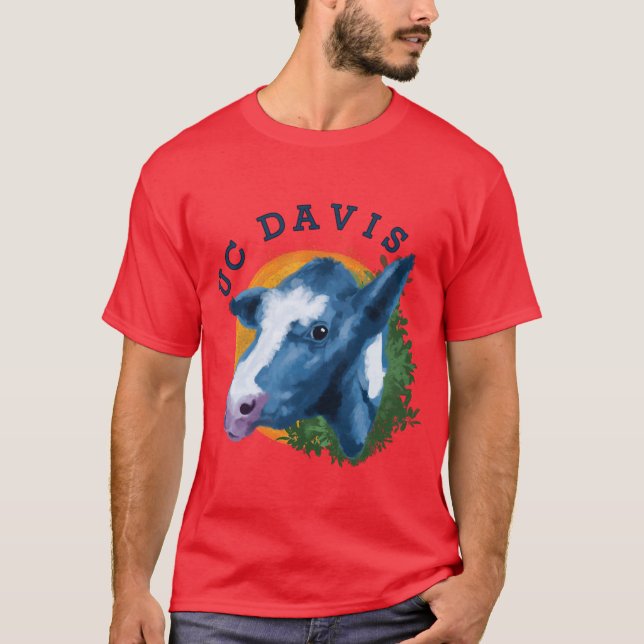 Blue UC Davis Cow T Shirt (Framsida)