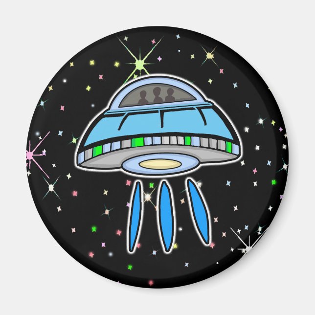 Blue UFO med Starry night Rymden Magnet (Framsidan)