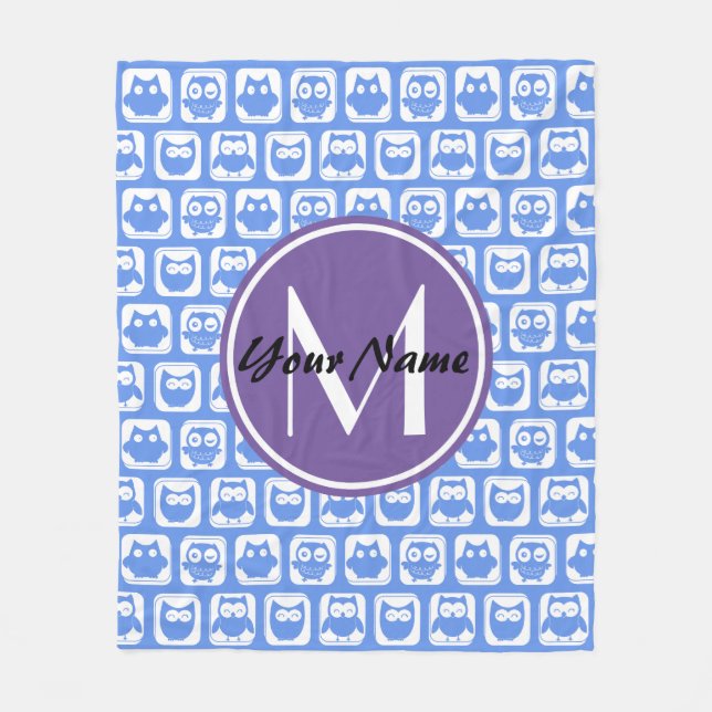 Blue Uggla Anpassningsbar Monogram Fleecefilt (Framsidan)