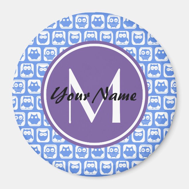 Blue Uggla Anpassningsbar Monogram Magnet (Framsidan)