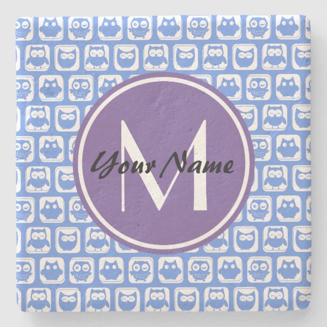 Blue Uggla Anpassningsbar Monogram Stenunderlägg (Framsidan)