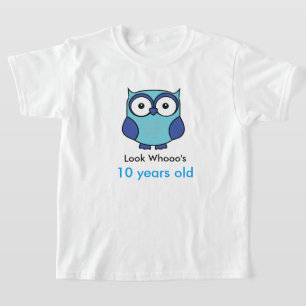 Blue Uggla Birthday med Personligen Ålder T Shirt
