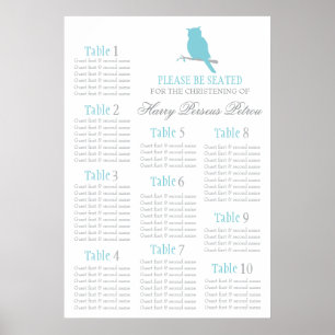 Blue uggla Christening Seating bord plan 1-10 Poster