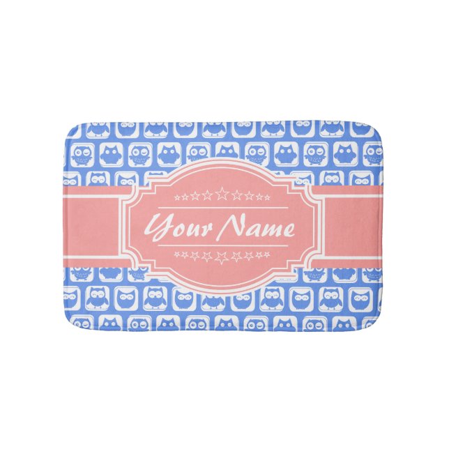Blue Uggla Coral Personlig Namn Badrumsmatta (Framsidan)