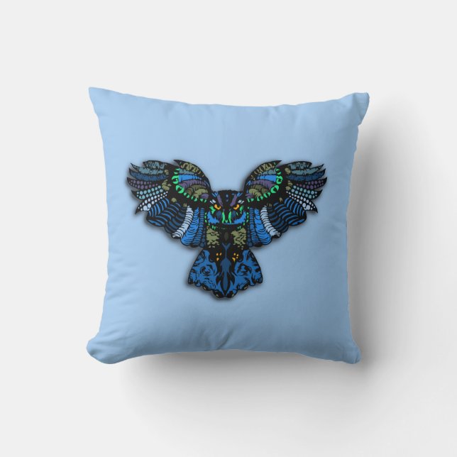Blue Uggla Kudde (Framsida)