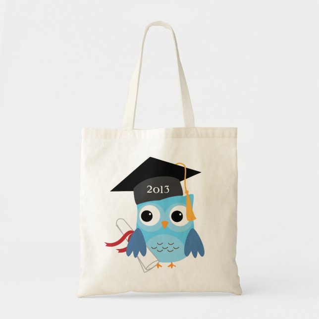 Blue Uggla med diplomatklass Studenten Tote Bag Tygkasse (Framsidan)