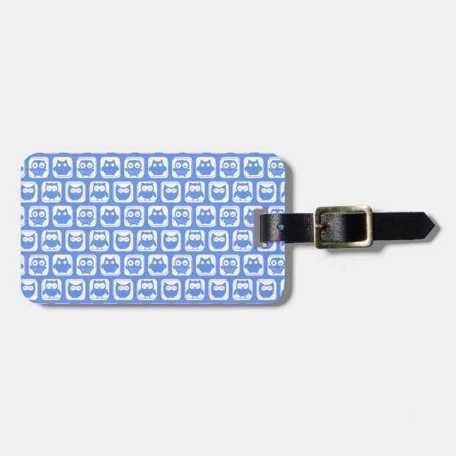 Blue Uggla Mönster Bagagebricka (Horisontell Framsida)
