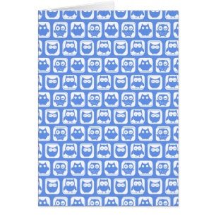 Blue Uggla Mönster Hälsningskort