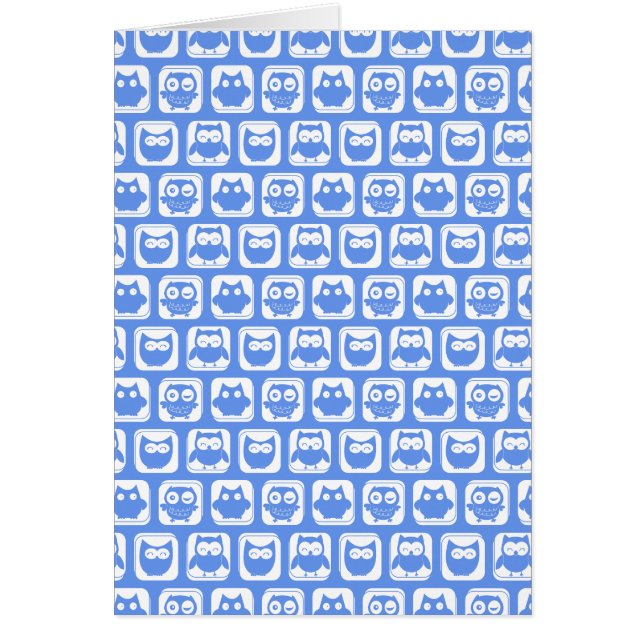 Blue Uggla Mönster Hälsningskort (Framsidan)