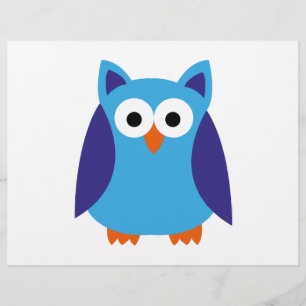 Blue uggla tecknad reklamblad