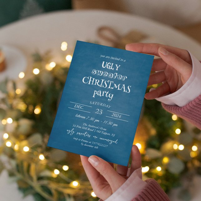 Blue Ugly Sweater-julfest-inbjudan Inbjudningar (Skapare uppladdad)