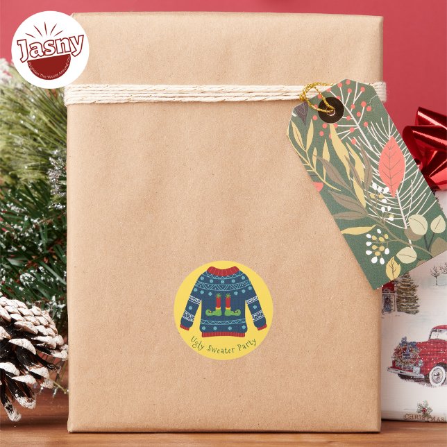 BLUE UGLY SWEATER PARTY RUNT KLISTERMÄRKE (Skapare uppladdad)