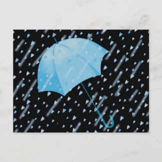 BLUE UMBRELLA SHOWERS OF KÄRLEK AV SHARON SHARPE VYKORT