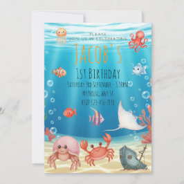 Blue Under the Sea birthday Inbjudningar