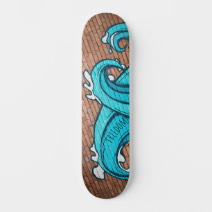 Blue Underbar Wave Graffiti Personlig Mini Skateboard Bräda 18,5 Cm