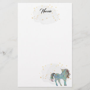 Blue Unicorn and Stars Brevpapper