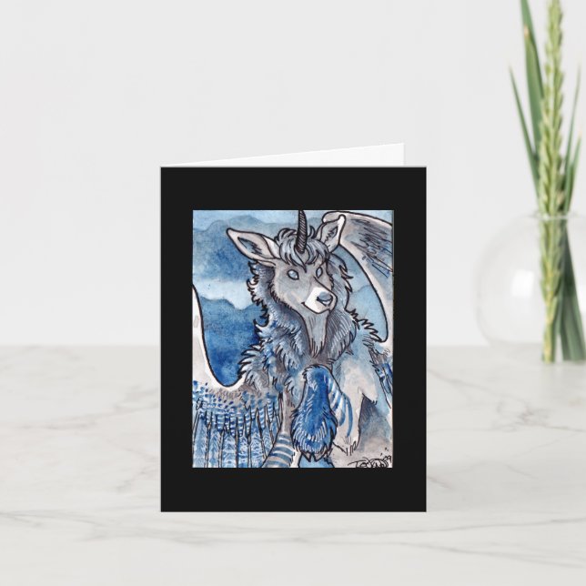 Blue Unicorn Notecard Kort (Framsida)