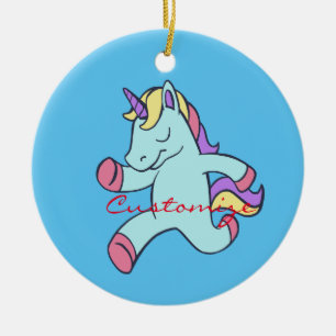 Blue Unicorn Running Thunder_Cove Julgransprydnad Keramik