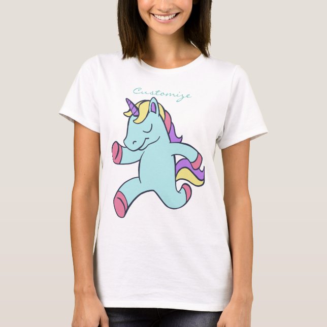 Blue Unicorn Running Thunder_Cove T Shirt (Framsida)