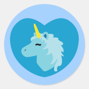 Blue Unicorn Runt Klistermärke