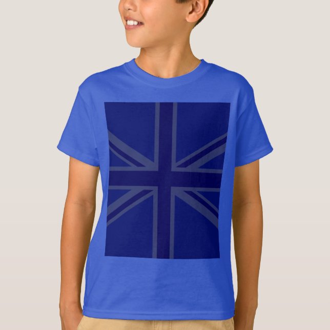 Blue Union Jack British Flagga Design T Shirt (Framsida)