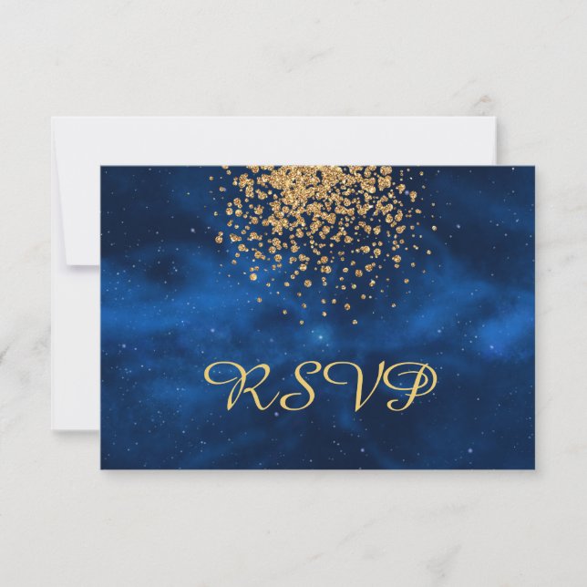 Blue Universe med Guld Confetti OSA Kort (Framsida)