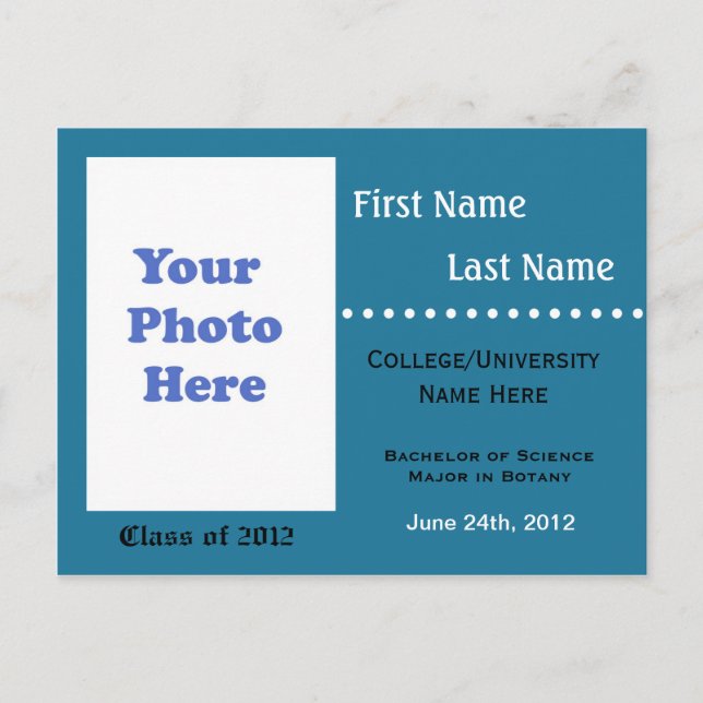 Blue universiteten studenten inbjudan vykort (Framsida)