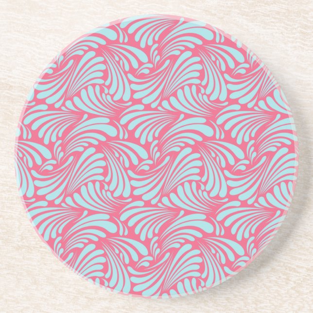 Blue Vågar Coral Sandstone Beverage Coasters Underlägg (Framsidan)