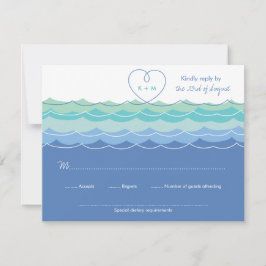 Blue Vågar Loopy Heart Beach Wedding OSA kort