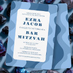 Blue Vågar Modern Abstrakt Anpassningsbar Pub Mitz Inbjudningar<br><div class="desc">Perfekt-kort för att tillkännage ett bat mitzvah, pub mitzvah eller annat judiskt firande! Hand skapade konst åt dig. FULLT ANPASSADE! Klicka på "Anpassa" ovan om du vill redigera texten. Klicka på "Redigera med design verktyg" om du vill justera typsnitt, färg och placeringar och ta bort baksidans design om du vill...</div>