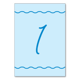 Blue Vågigt Retro Bröllop Bordsnummer