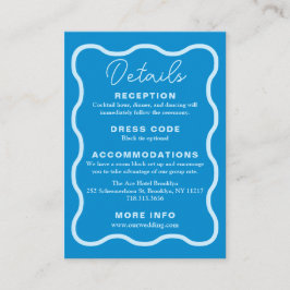 Blue Vågigt Retro Bröllop Tilläggskort