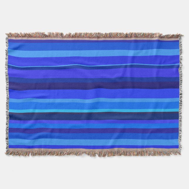 Blue vågrät rand filt (Framsidan)