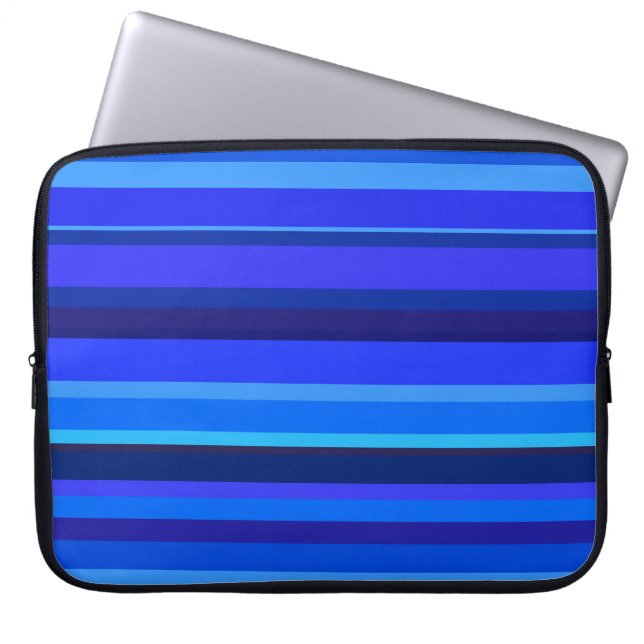 Blue vågrät rand laptop sleeve (Framsidan)