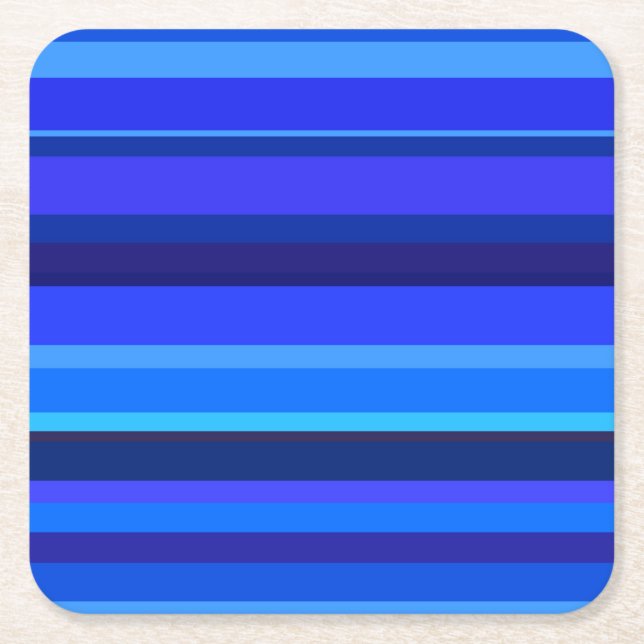 Blue vågrät rand underlägg papper kvadrat (Framsidan)