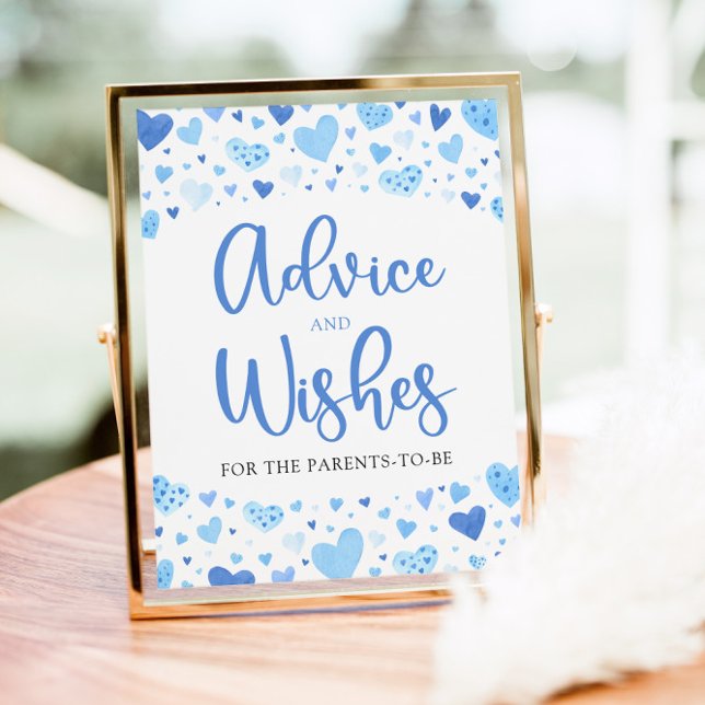 Blue Valentine Baby Shower Advice and Önskemål Sig Poster (Skapare uppladdad)