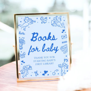 Blue Valentine Baby Shower Böcker för Baby Game Poster