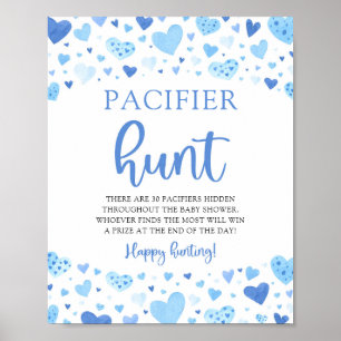 Blue Valentine Baby Shower Nappar Hunt-tecken Poster