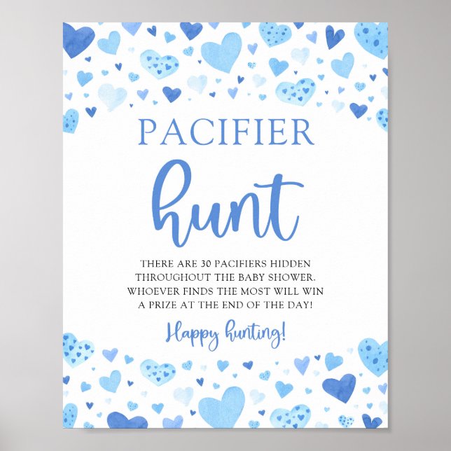 Blue Valentine Baby Shower Nappar Hunt-tecken Poster (Framsidan)