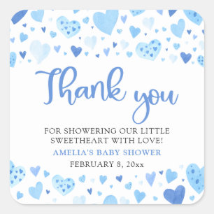 Blue Valentine Boy Little Baby Shower Fyrkantigt Klistermärke