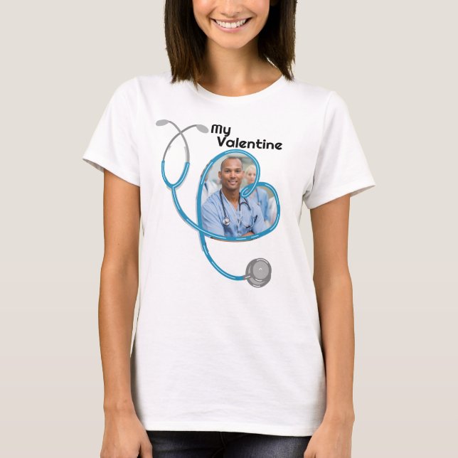 BLUE VALENTINE HEART STETHOSCOPE T SHIRT (Framsida)