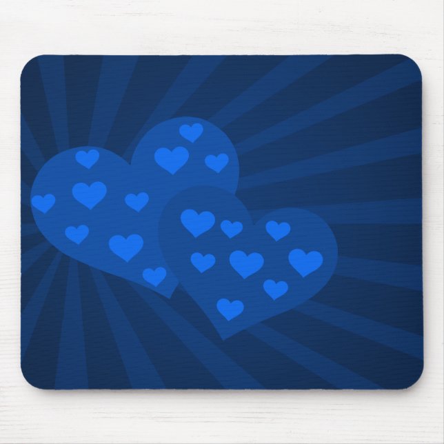 Blue Valentine Hearts Mouse Pad Musmatta (Framsidan)